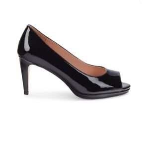 Cole Haan Grand 360 Drado Black Patent Leather Peep-Toe Heels Size 7.5